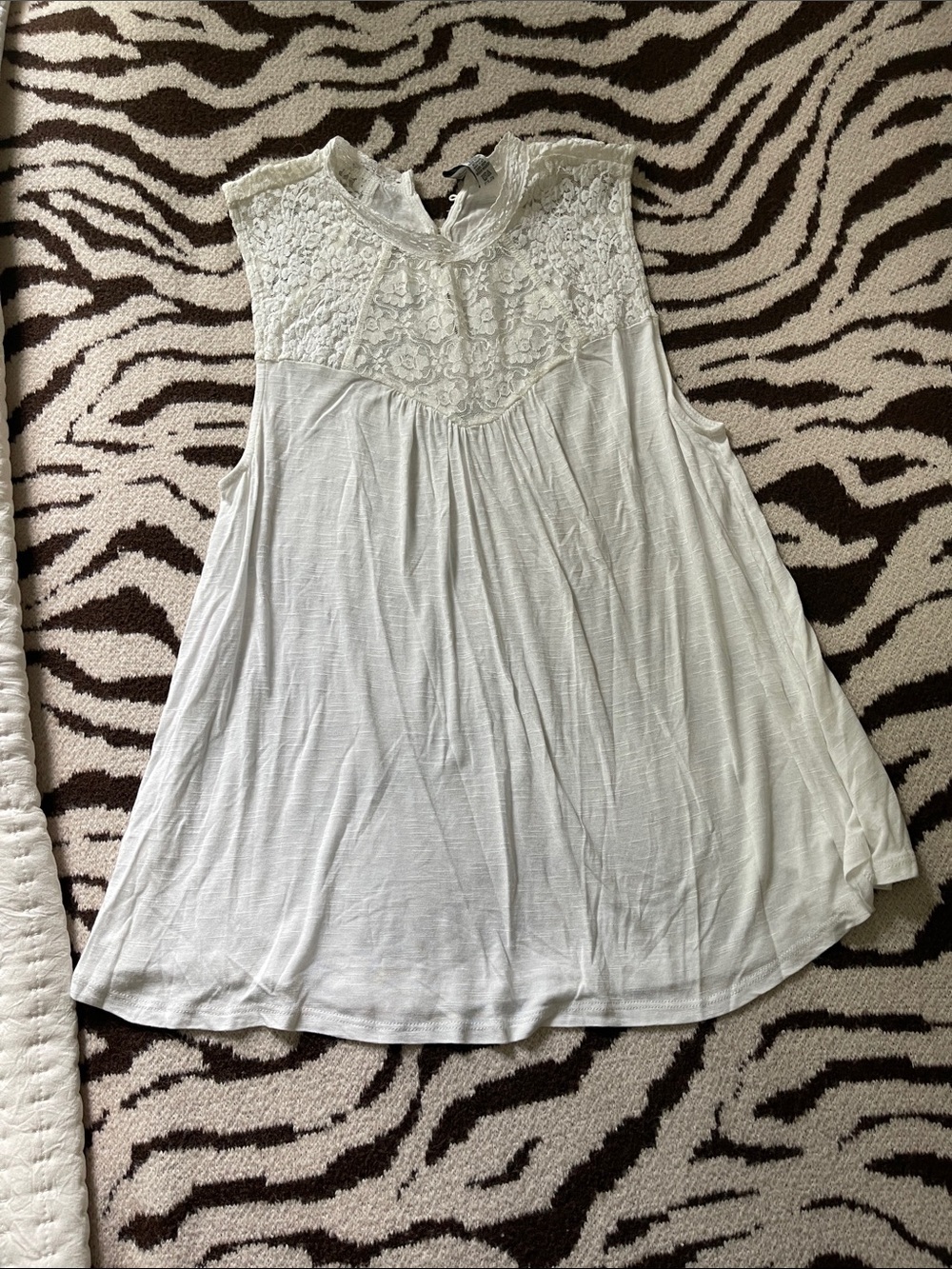 American Rag Cream Lace Yoke Swing Tank